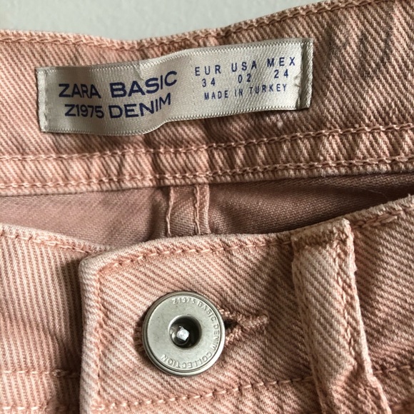 Zara light pink raw hem straight leg jean - Picture 4 of 5